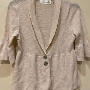 Anthropologie Charlie & Robin Cream Sweater Pretty buttons Flares sleeves, hem